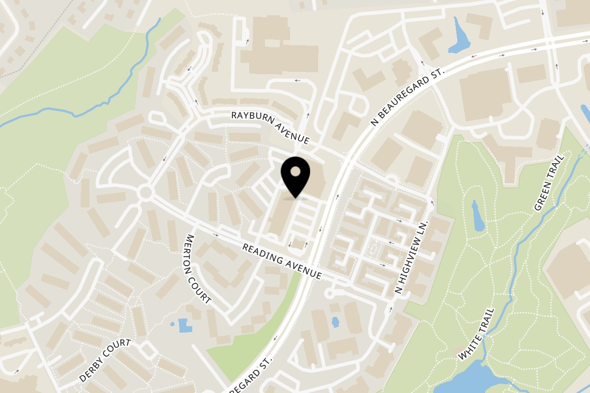 Map showing the location of Taqueria Picoso on 1472 N Beauregard St in Alexandria